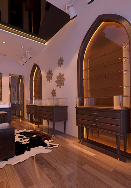 Thiết kế nội thất showroom room đá phong thủy An Thiên