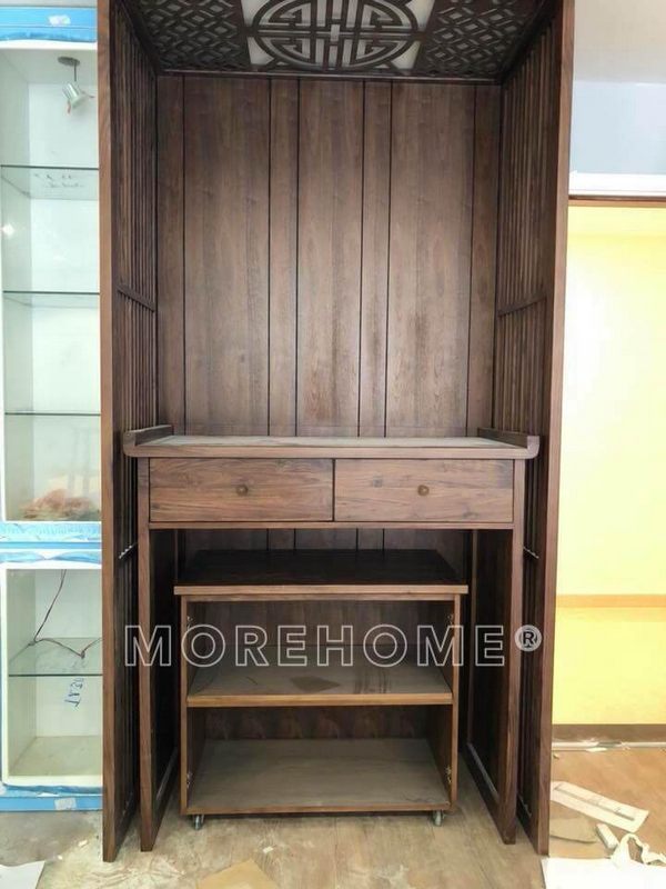 18 Mẫu thiết kế nội thất căn hộ có bàn thờ gỗ tự nhiên cao cấp chuẩn phong thủy